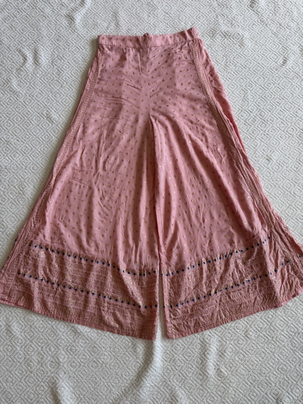 W for Women Pink Eyelet Wide-Leg Pant 100% Viscose